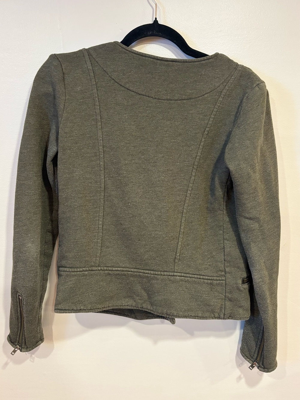 Athleta Belvedere Moto Jacket Olive Green Asymmetrical Zip Quilted Womens Medium - Picture 7 of 9